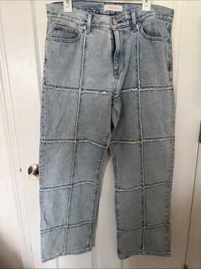 PacSun Men's Grid Patchwork Light Blue Jeans